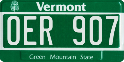 VT license plate OER907