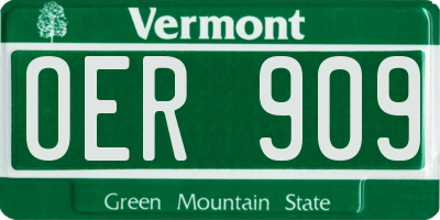 VT license plate OER909