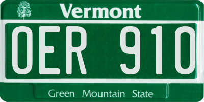 VT license plate OER910