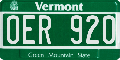 VT license plate OER920
