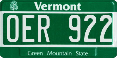 VT license plate OER922