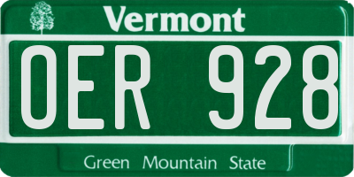 VT license plate OER928