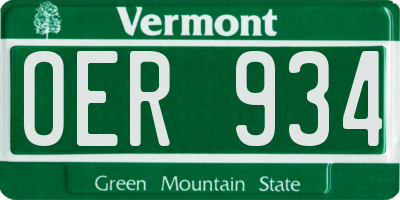VT license plate OER934