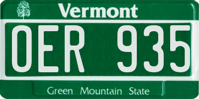 VT license plate OER935