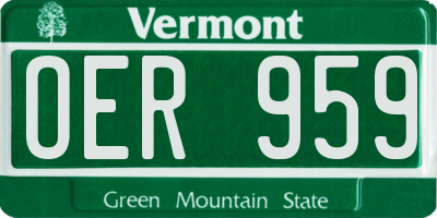 VT license plate OER959