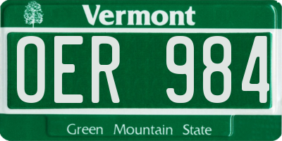 VT license plate OER984