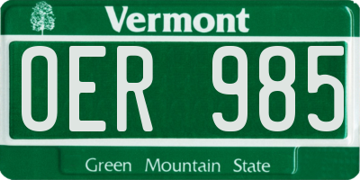 VT license plate OER985