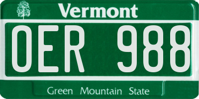 VT license plate OER988