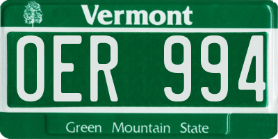 VT license plate OER994