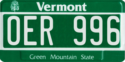 VT license plate OER996