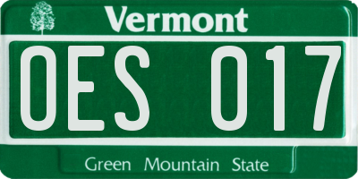 VT license plate OES017