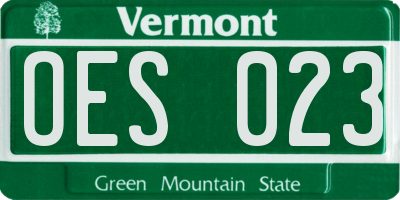VT license plate OES023