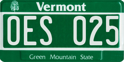 VT license plate OES025