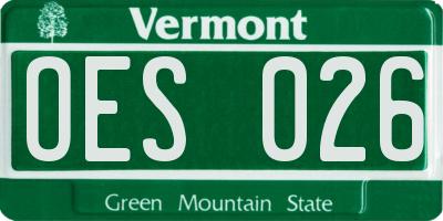 VT license plate OES026