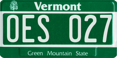 VT license plate OES027