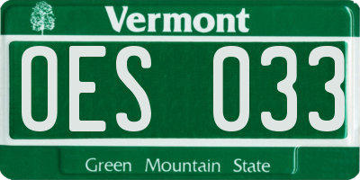 VT license plate OES033