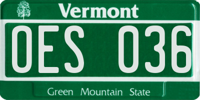 VT license plate OES036
