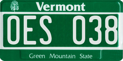 VT license plate OES038