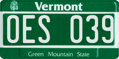 VT license plate OES039