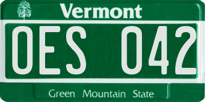 VT license plate OES042