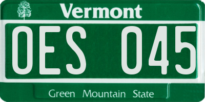 VT license plate OES045
