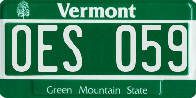 VT license plate OES059