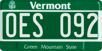 VT license plate OES092