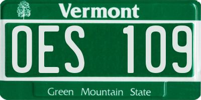 VT license plate OES109