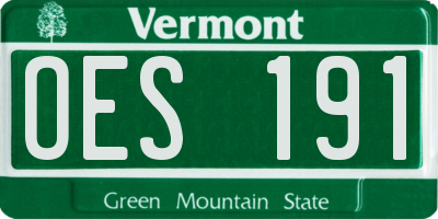 VT license plate OES191