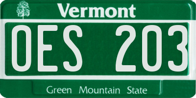 VT license plate OES203