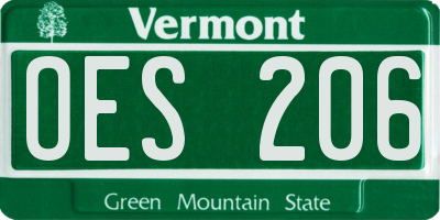 VT license plate OES206