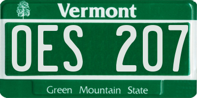 VT license plate OES207