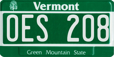 VT license plate OES208