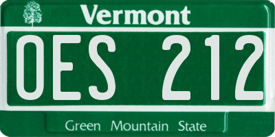 VT license plate OES212