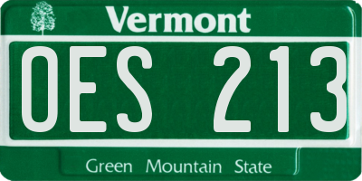 VT license plate OES213