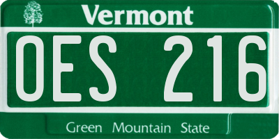 VT license plate OES216
