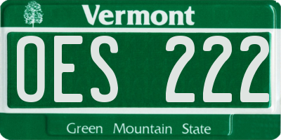 VT license plate OES222
