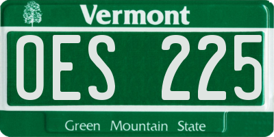 VT license plate OES225