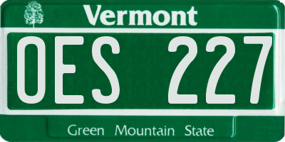 VT license plate OES227