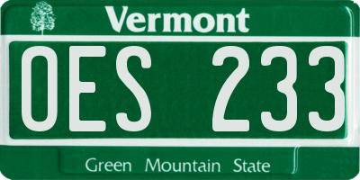 VT license plate OES233