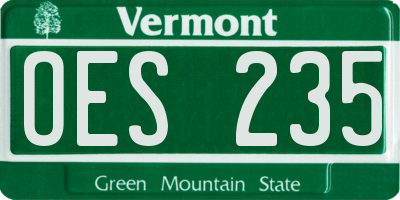 VT license plate OES235