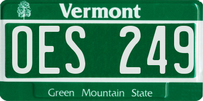 VT license plate OES249