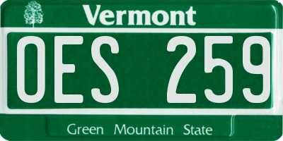 VT license plate OES259