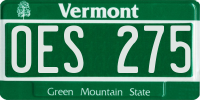 VT license plate OES275