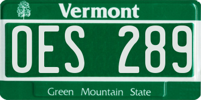 VT license plate OES289