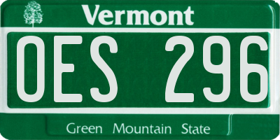 VT license plate OES296