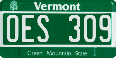 VT license plate OES309