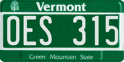 VT license plate OES315
