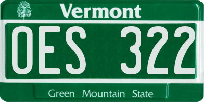 VT license plate OES322