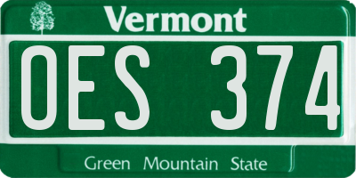 VT license plate OES374